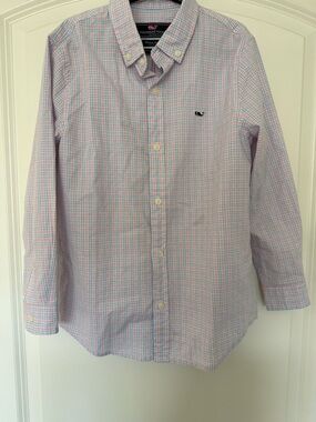 Vineyard Vines Pink and Light Blue Plaid Button-Down